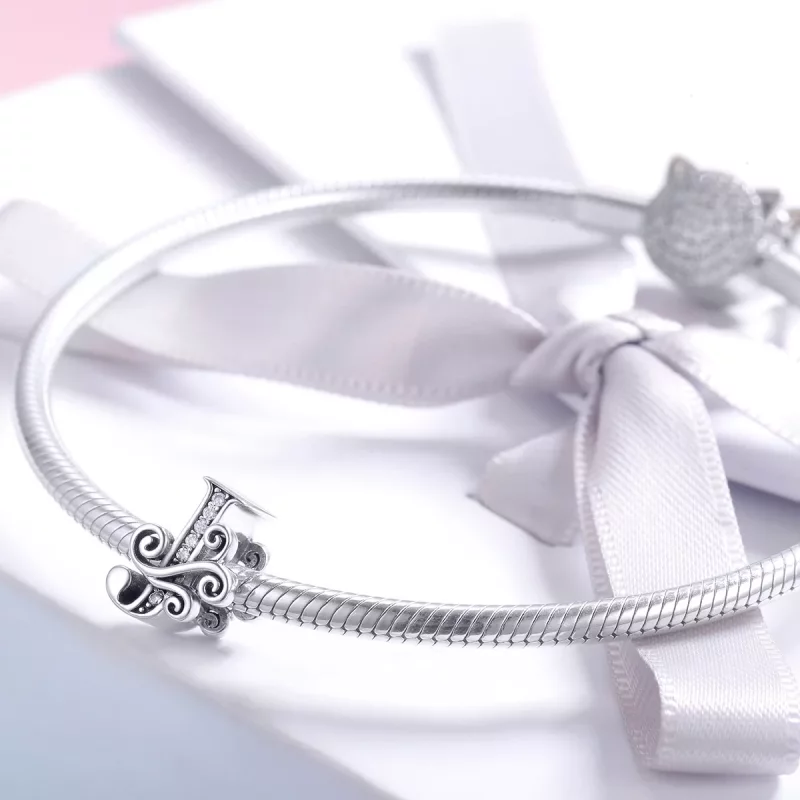 (imagen para) Charm de letra J con pavé brillante de estilo Pandora - BSC030-J - Ver 3