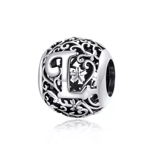 (imagen para) Charm de letra L con diseño de flor calada estilo Pandora - SCC1444-L