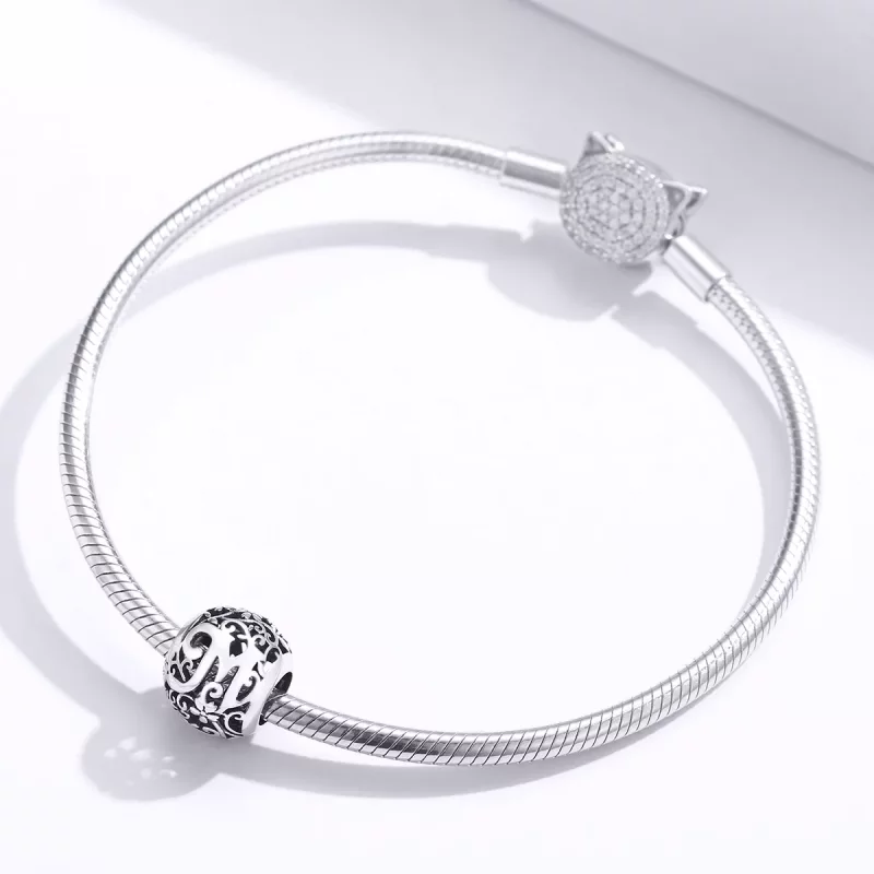 (imagen para) Charm de letra M con flores caladas estilo Pandora - SCC1444-M - Ver 3