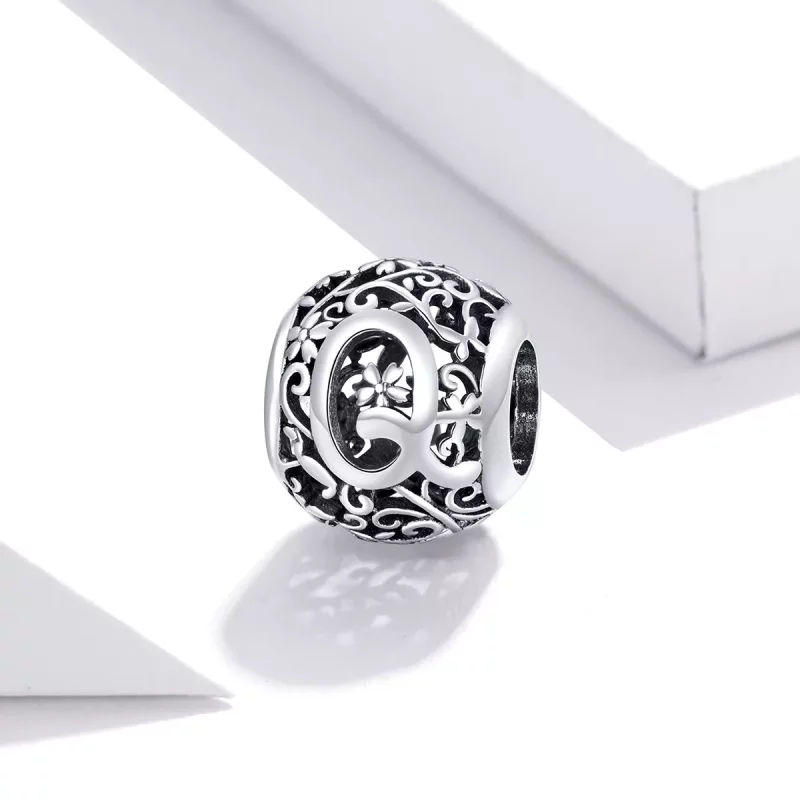 (imagen para) Charm de letra Q con flor de estilo Pandora - SCC1444-Q - Ver 2