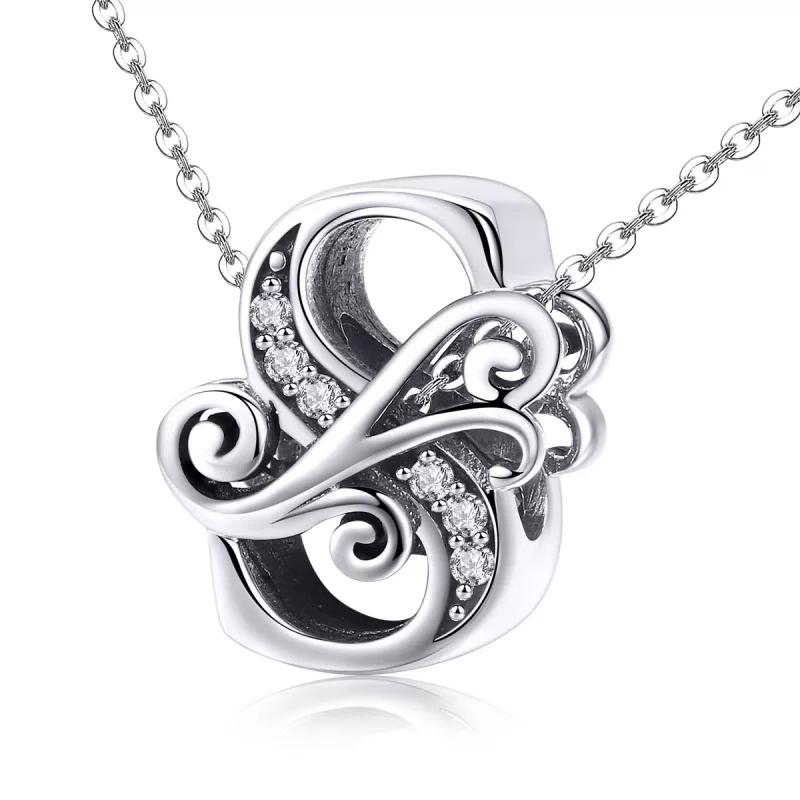 (imagen para) Charm de letra S con flores de pavé brillante estilo Pandora - BSC030-S - Ver 2