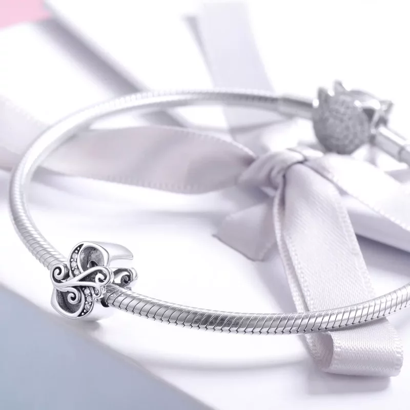 (imagen para) Charm de letra S con flores de pavé brillante estilo Pandora - BSC030-S - Ver 3