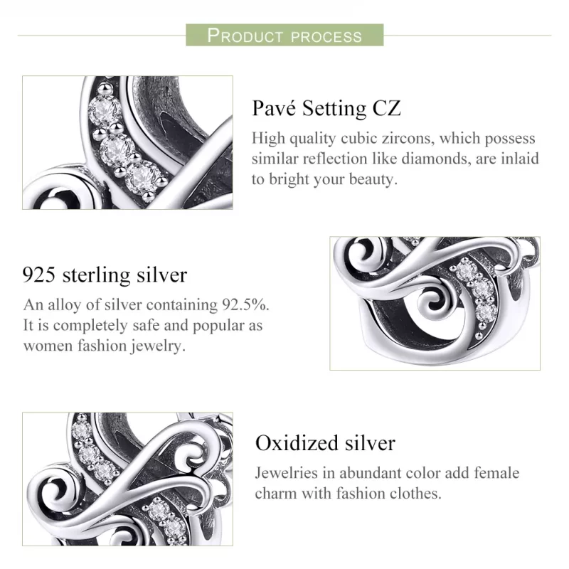 (imagen para) Charm de letra S con flores de pavé brillante estilo Pandora - BSC030-S - Ver 6