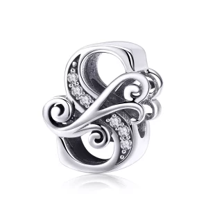 (imagen para) Charm de letra S con flores de pavé brillante estilo Pandora - BSC030-S