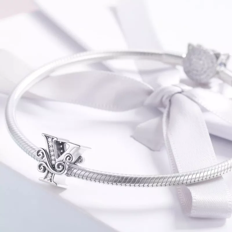(imagen para) Charm de letra Y con brillantes pavé estilo Pandora - BSC030-Y - Ver 3