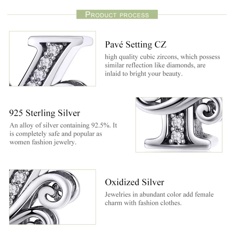 (imagen para) Charm de letra Y con brillantes pavé estilo Pandora - BSC030-Y - Ver 6