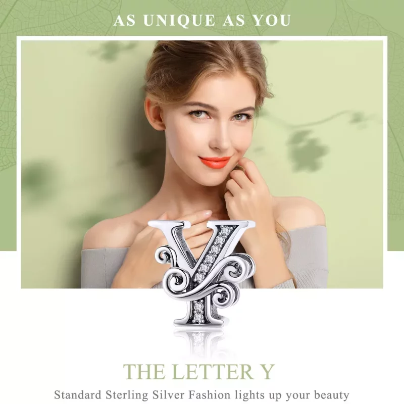 (imagen para) Charm de letra Y con brillantes pavé estilo Pandora - BSC030-Y - Ver 7