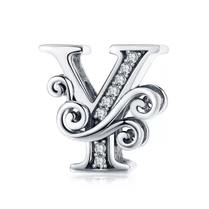 (imagen para) Charm de letra Y con brillantes pavé estilo Pandora - BSC030-Y
