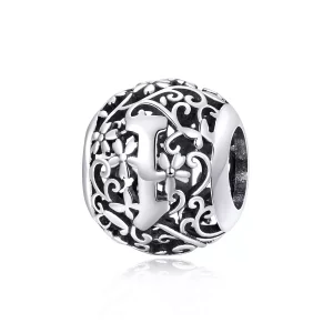 (imagen para) Charm Pandora estilo abierto con flor y letra I - SCC1444-I