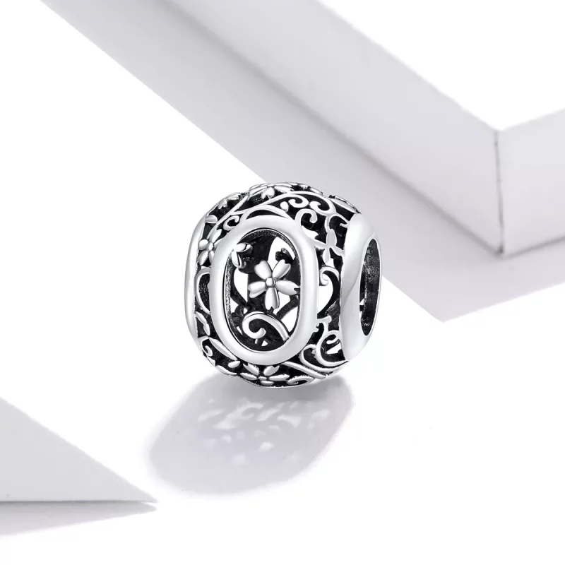 (imagen para) Charm Pandora estilo abierto de flor con letra O - SCC1444-O - Ver 2