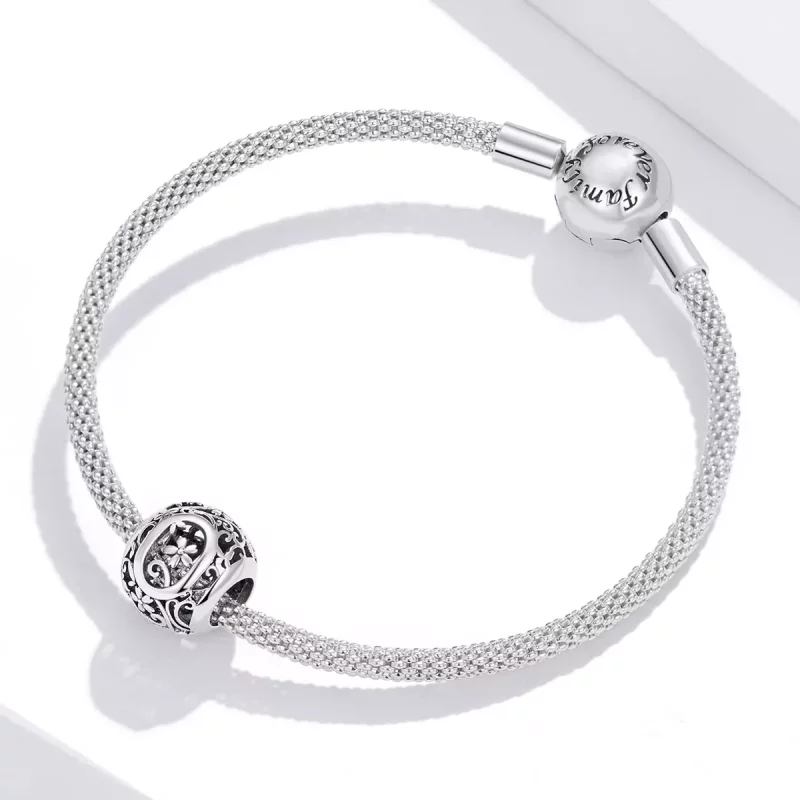 (imagen para) Charm Pandora estilo abierto de flor con letra O - SCC1444-O - Ver 3