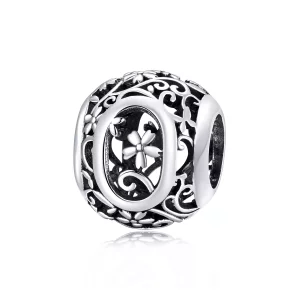 (imagen para) Charm Pandora estilo abierto de flor con letra O - SCC1444-O