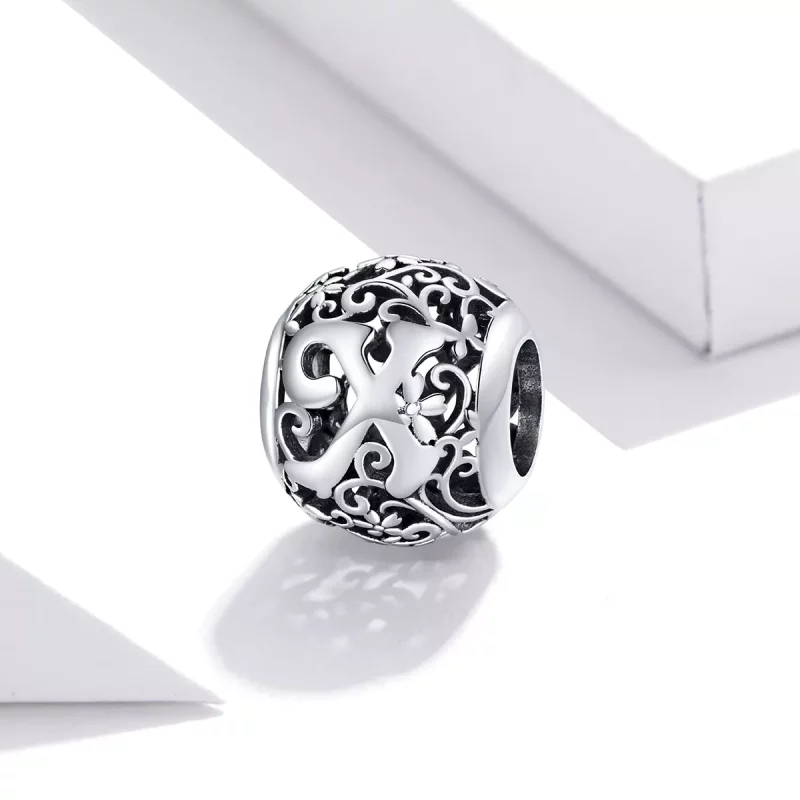 (imagen para) Charm Pandora estilo abierto de flor con letra X - SCC1444-X - Ver 2
