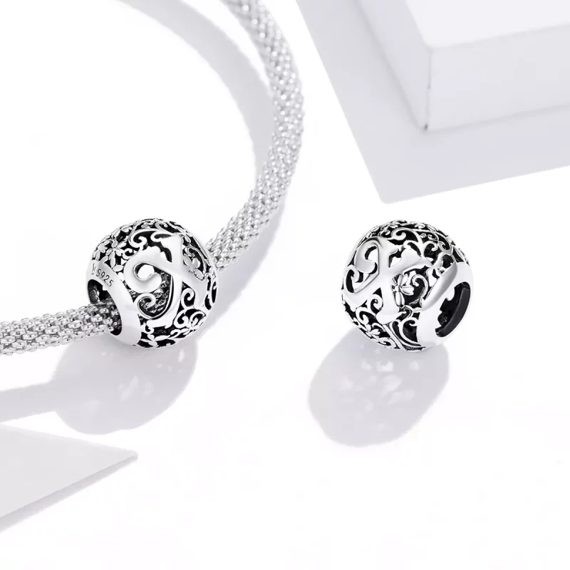 (imagen para) Charm Pandora estilo abierto de flor con letra X - SCC1444-X - Ver 4
