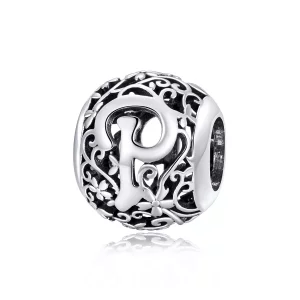 (imagen para) Charm Pandora estilo flor calada con letra P - SCC1444-P