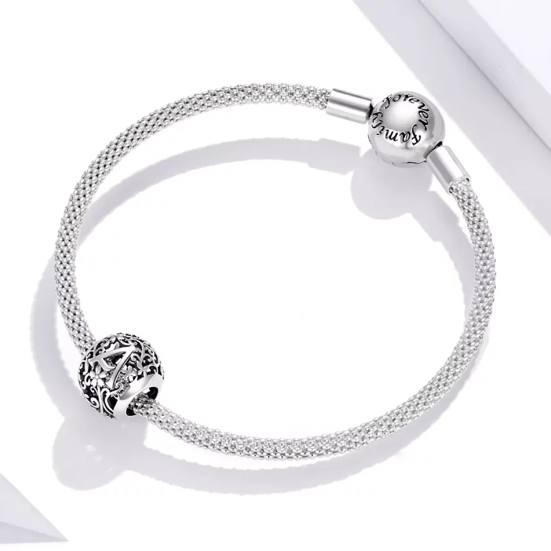 (imagen para) Charm Pandora estilo flor calada letra A - SCC1444-A - Ver 3