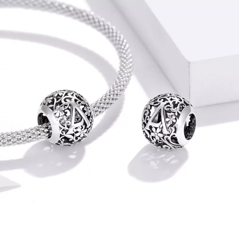 (imagen para) Charm Pandora estilo flor calada letra A - SCC1444-A - Ver 4