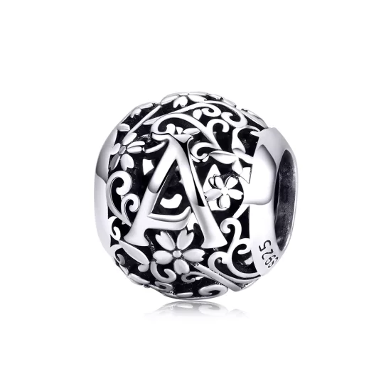 (imagen para) Charm Pandora estilo flor calada letra A - SCC1444-A