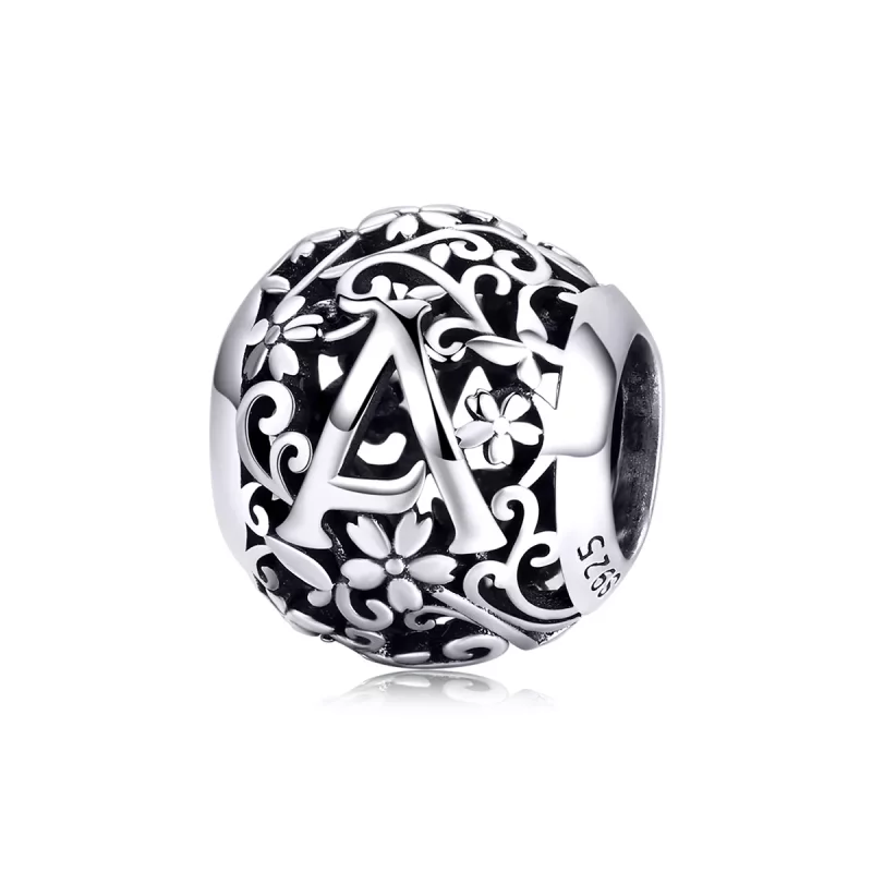 (imagen para) Charm Pandora estilo flor calada letra A - SCC1444-A