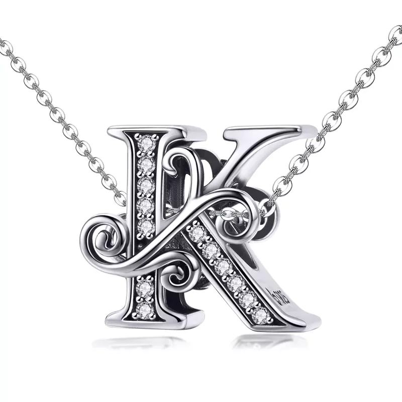 (imagen para) Charm Pandora Style Sparkling Pavé Flor Letra K - BSC030-K - Ver 2