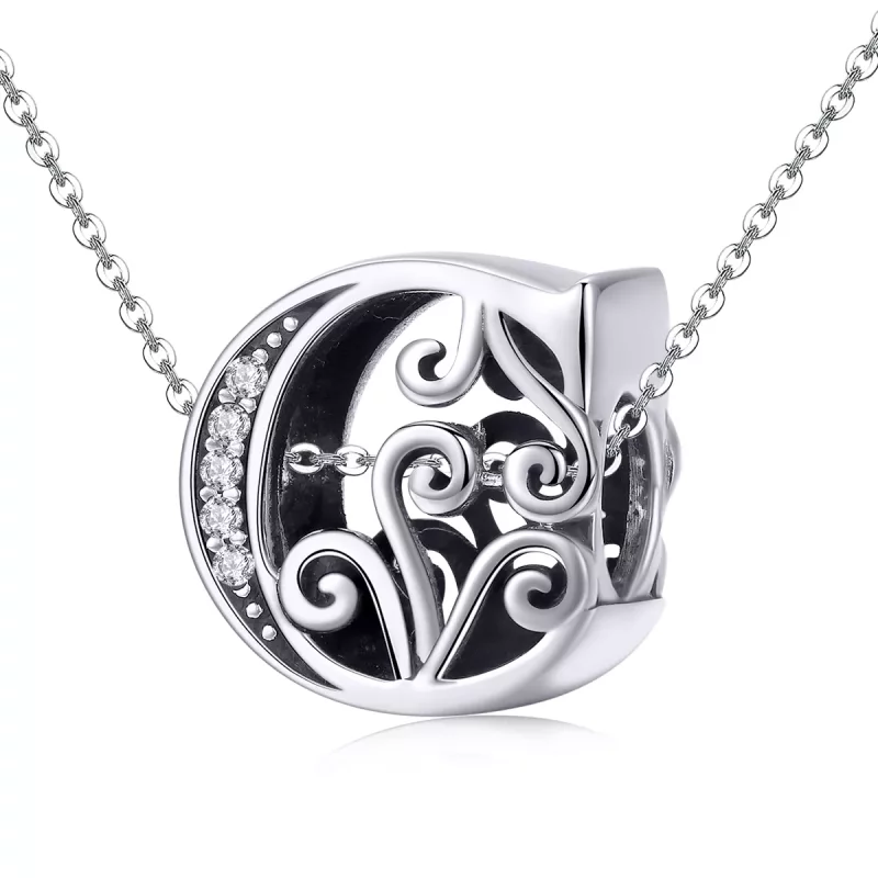 (imagen para) Encanto de letra C con flores brillantes estilo Pandora - BSC030-C - Ver 2