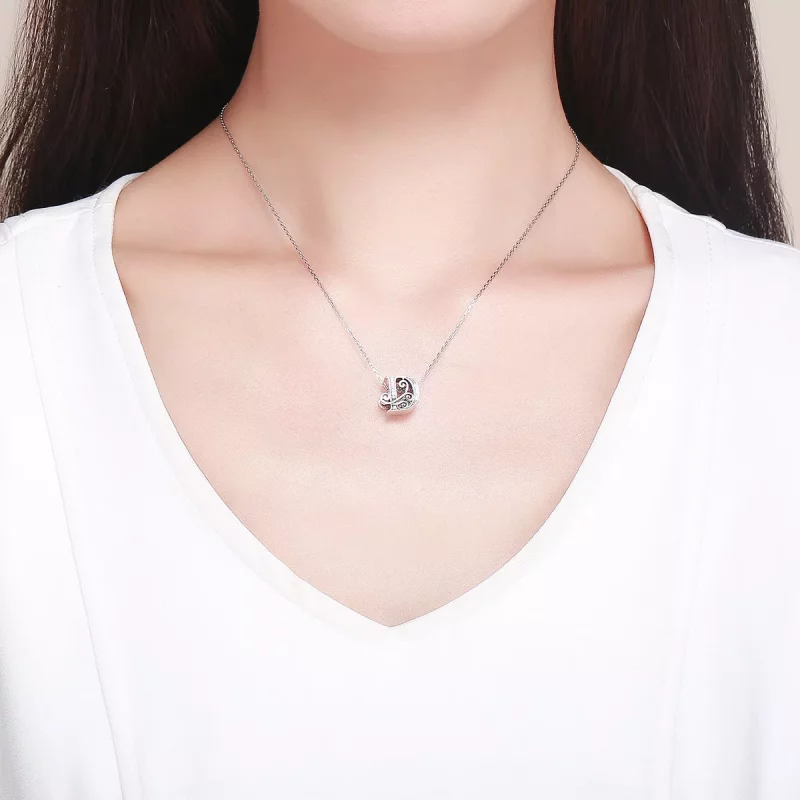 (imagen para) Encanto de letra D con brillantes pavé estilo Pandora - BSC030-D - Ver 5