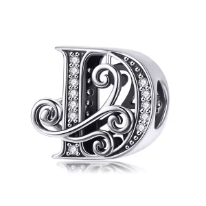(imagen para) Encanto de letra D con brillantes pavé estilo Pandora - BSC030-D