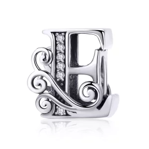 (imagen para) Encanto de letra E con flores brillantes estilo Pandora - BSC030-E