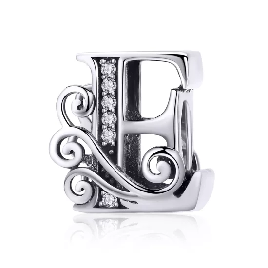 (imagen para) Encanto de letra E con flores brillantes estilo Pandora - BSC030-E