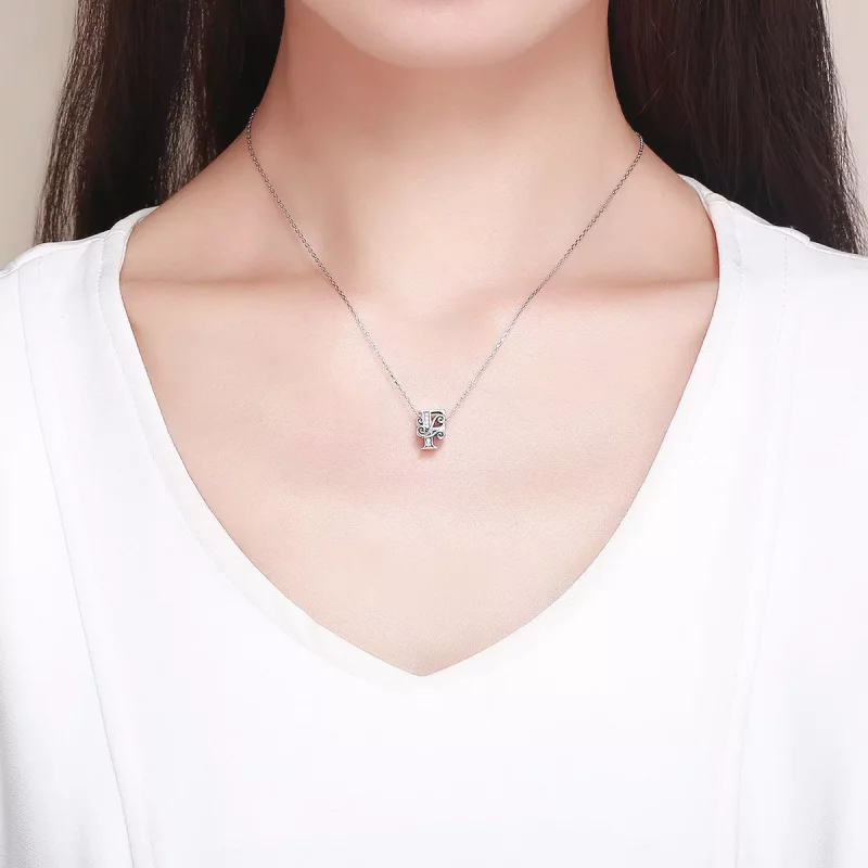 (imagen para) Encanto de letra F con forma de flor brillante estilo Pandora con pavé - BSC030- - Ver 5