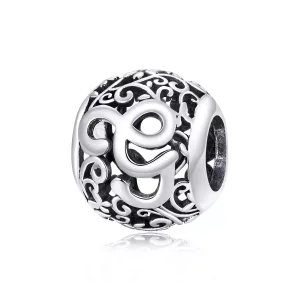 Encanto de letra G con diseño de flor calada al estilo Pandora - SCC1444-G (imagen para) Encanto de letra G con diseño de flor calada al estilo Pandora - SCC1444-G