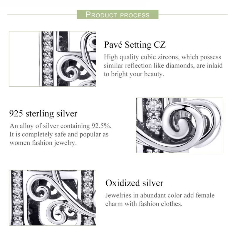 (imagen para) Encanto de letra H con brillantes estilo Pandora Style Sparkling Pavé Flower - B - Ver 6