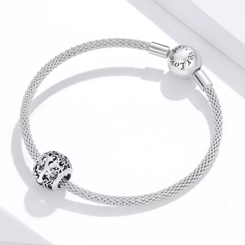 (imagen para) Encanto de letra Y con flores caladas de estilo Pandora - SCC1444-Y - Ver 3