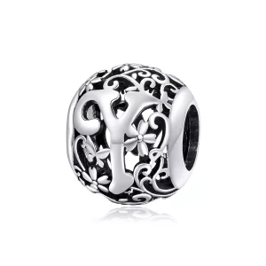 (imagen para) Encanto de letra Y con flores caladas de estilo Pandora - SCC1444-Y