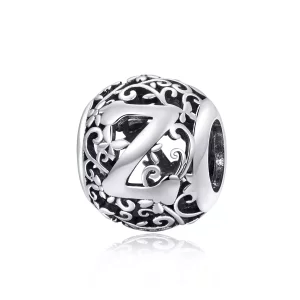 (imagen para) Encanto de letra Z con diseño de flor calada al estilo Pandora - SCC1444-Z