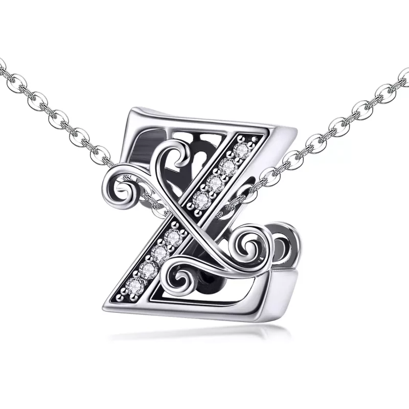 (imagen para) Encanto de letra Z con flores brillantes de estilo Pandora con pavé - BSC030-Z - Ver 2