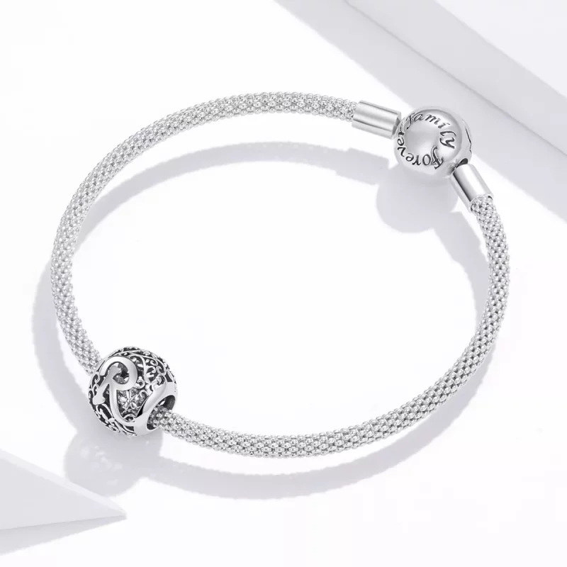 (imagen para) Pandora Estilo Abalorio de Letra R con Flor Calada - SCC1444-R - Ver 3