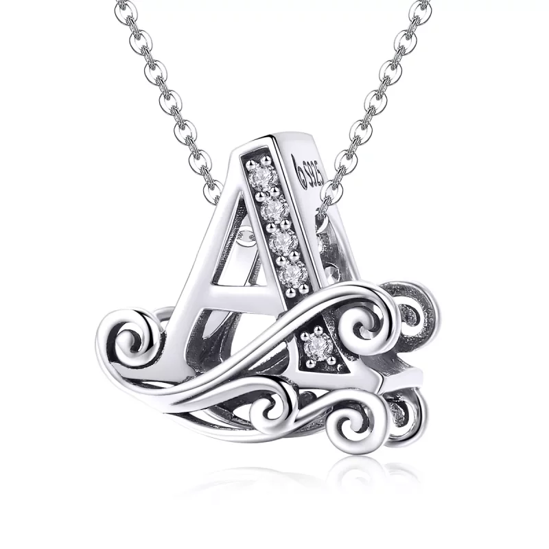 (imagen para) Pandora Estilo Brillante Pavé Flor Letra A Charm - BSC030-A - Ver 2