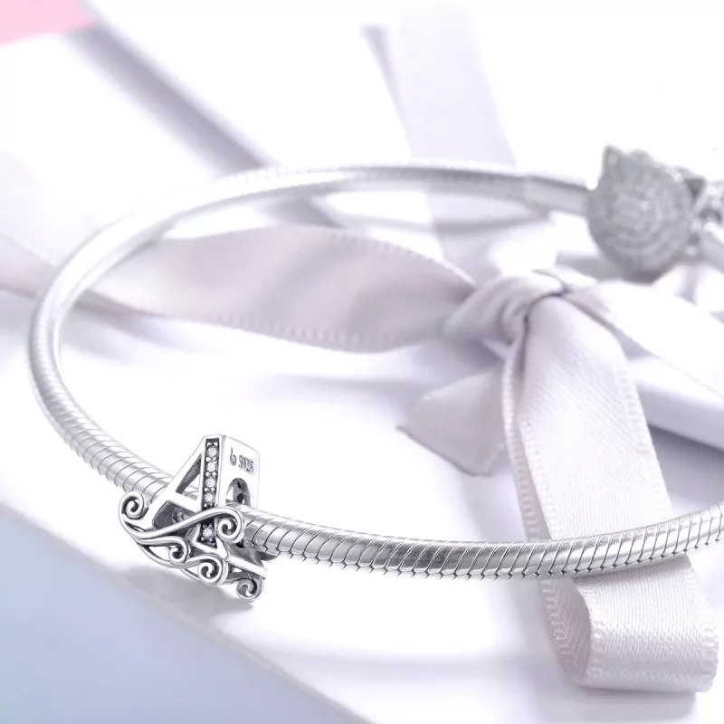 (imagen para) Pandora Estilo Brillante Pavé Flor Letra A Charm - BSC030-A - Ver 3