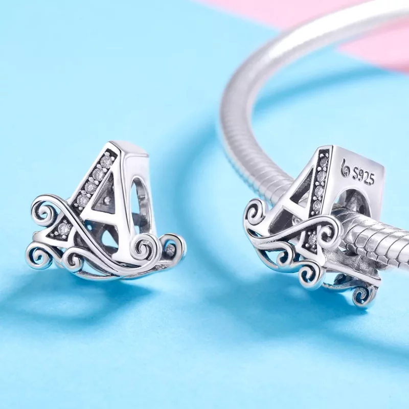 (imagen para) Pandora Estilo Brillante Pavé Flor Letra A Charm - BSC030-A - Ver 4