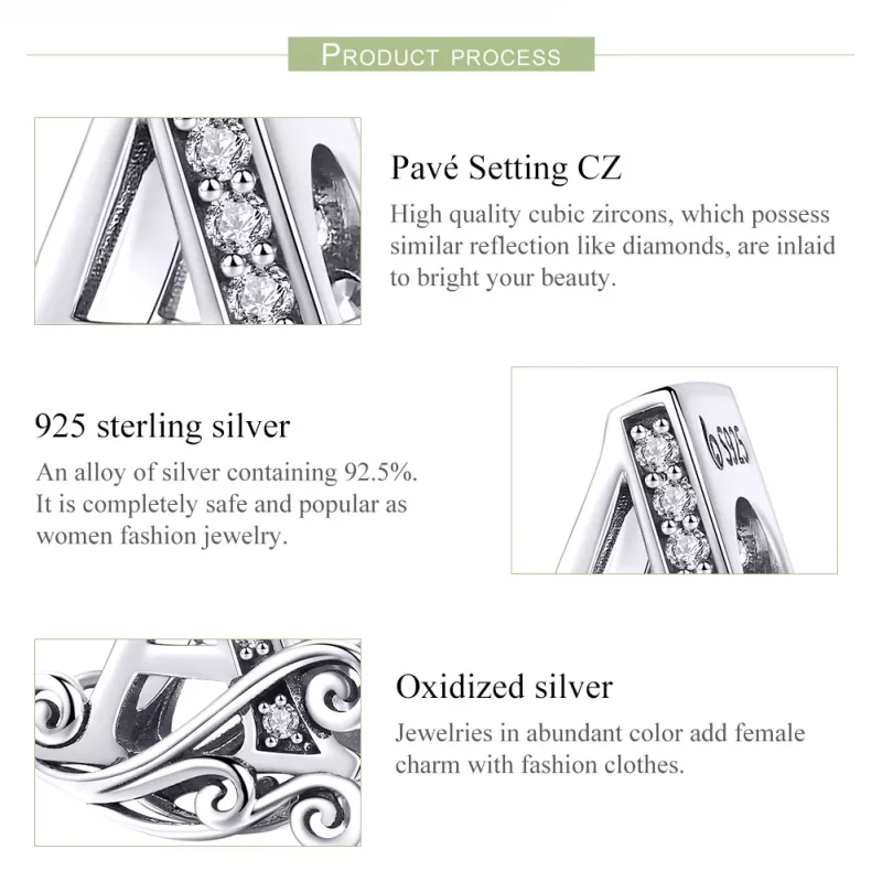 (imagen para) Pandora Estilo Brillante Pavé Flor Letra A Charm - BSC030-A - Ver 6