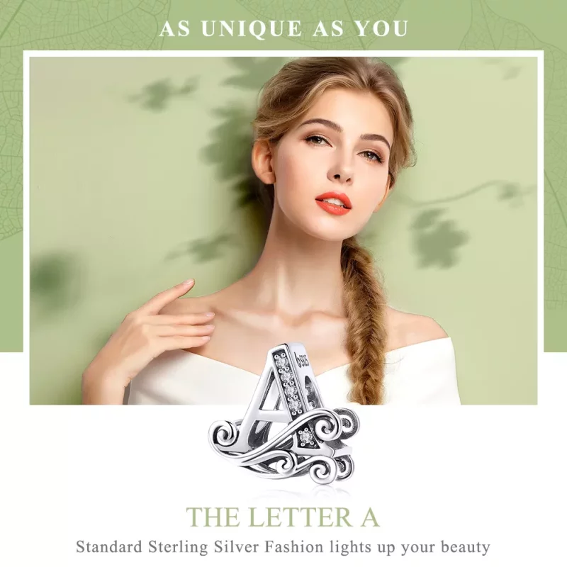 (imagen para) Pandora Estilo Brillante Pavé Flor Letra A Charm - BSC030-A - Ver 7