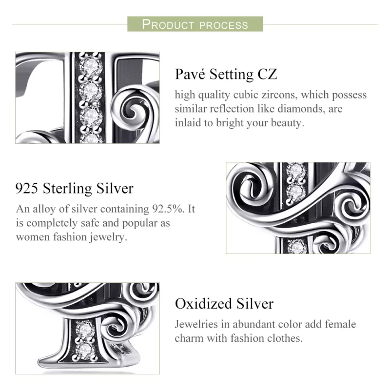 (imagen para) Pandora Estilo Encanto con Letra T de Flor Pavé Brillante - BSC030-T - Ver 6