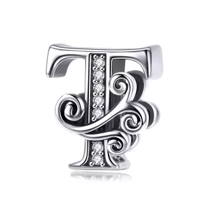 (imagen para) Pandora Estilo Encanto con Letra T de Flor Pavé Brillante - BSC030-T
