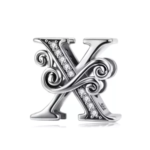 (imagen para) Pandora Estilo Encanto de Letra X con Flores Pavé Brillantes - BSC030-X
