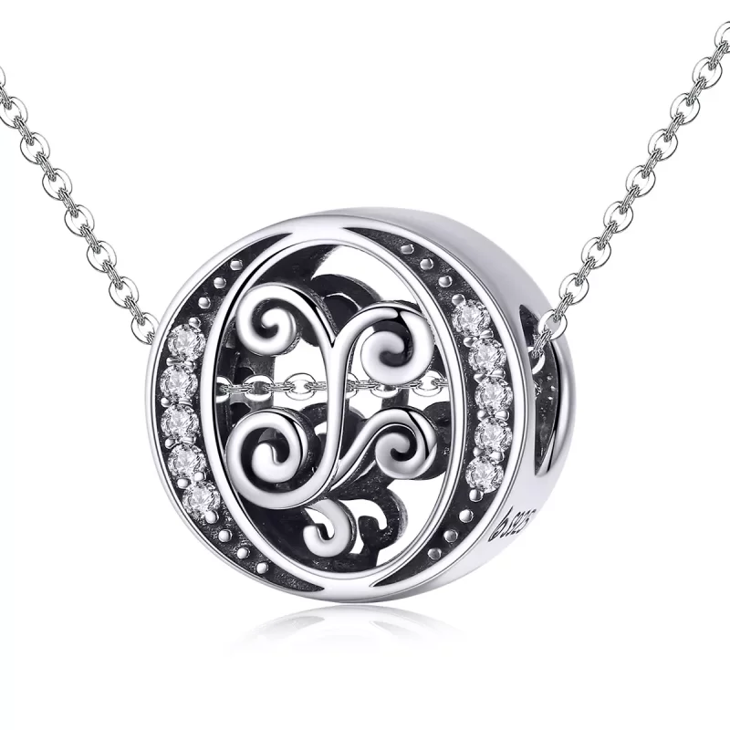 (imagen para) Pandora Style Encanto de Letra O con Flor Pavé Brillante - BSC030-O - Ver 2