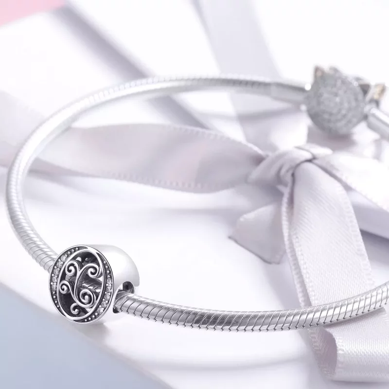 (imagen para) Pandora Style Encanto de Letra O con Flor Pavé Brillante - BSC030-O - Ver 3