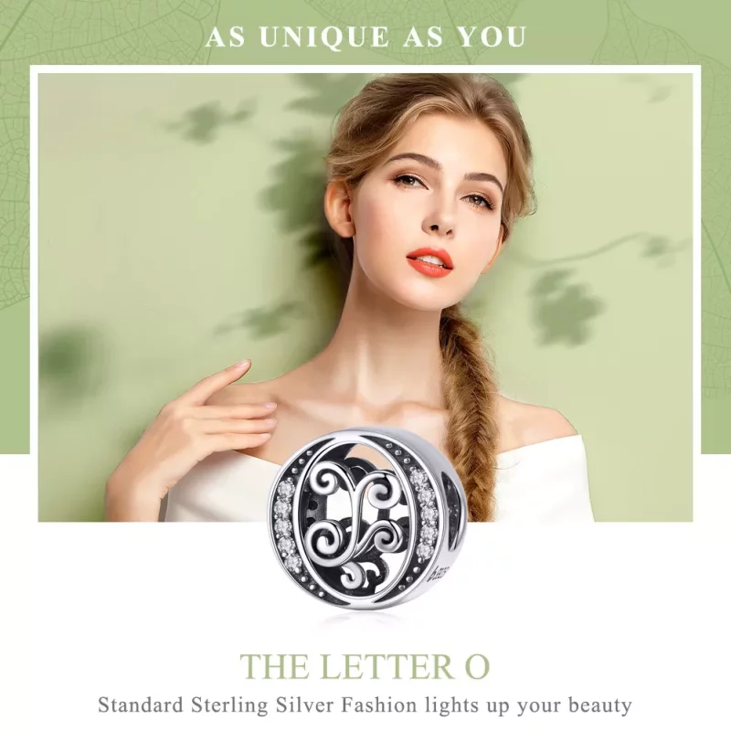(imagen para) Pandora Style Encanto de Letra O con Flor Pavé Brillante - BSC030-O - Ver 7
