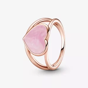 (imagen para) Anillo de declaración PANDORA Pink Swirl Heart - 189263C01