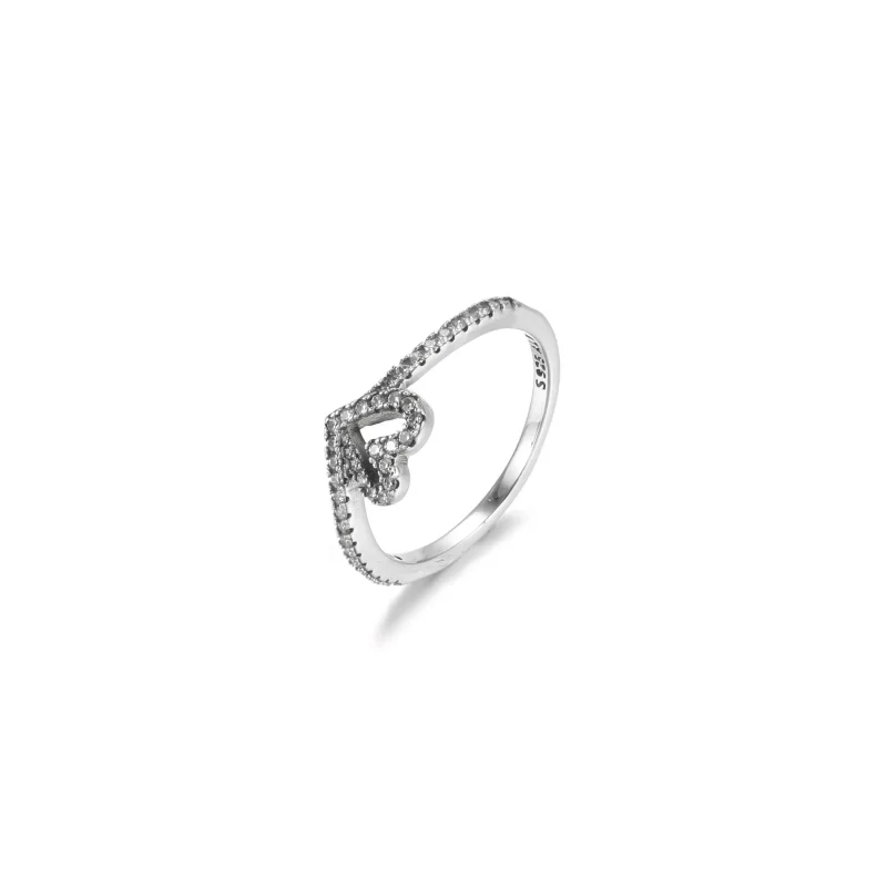 (imagen para) Anillo de corazón Pandora Wishbone brillante - 199302C01 - Ver 2
